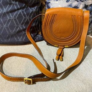 Chloe Marcie Small Leather Saddle Bag in Tan